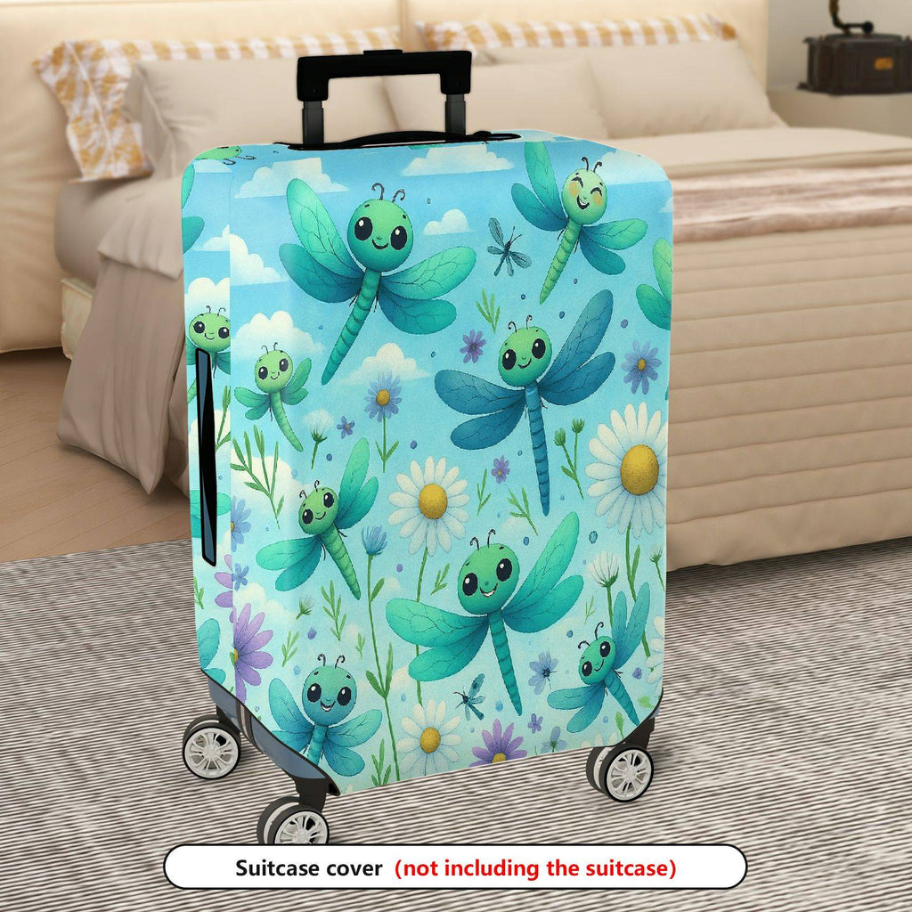 1-Piece Dragonfly Flowers Sky Nature Travel  Suitcase Luggage Cover, Stretch Protective Sleeve