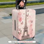 1-Piece Eiffel Tower Butterfly Flower Pink Romantic Paris  Suitcase Luggage Cover, Stretch Protective Sleeve