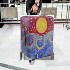 1-Piece Abstract Colorful Sun Swirl Dot Artistic  Suitcase Luggage Cover, Stretch Protective Sleeve