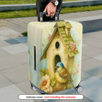 1-Piece Birdhouse Floral Vintage Artistic Nature Travel  Suitcase Luggage Cover, Stretch Protective Sleeve