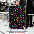 1-Piece Abstract Colorful Star Line Art Pattern Black  Suitcase Luggage Cover, Stretch Protective Sleeve