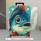 1-Piece Fish Polka Dots Cute Blue Red  Suitcase Luggage Cover, Stretch Protective Sleeve