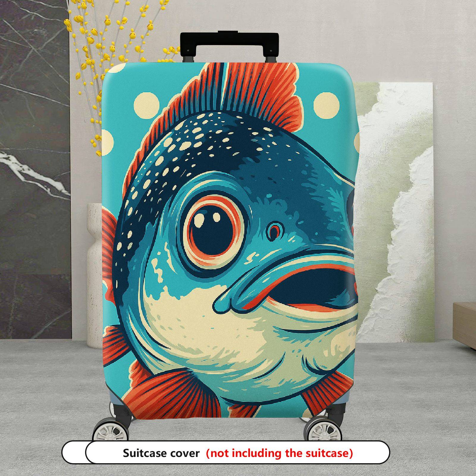 1-Piece Fish Polka Dots Cute Blue Red  Suitcase Luggage Cover, Stretch Protective Sleeve