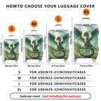 1-Piece Dragon Moon Fantasy Art Green Nature Travel  Suitcase Luggage Cover, Stretch Protective Sleeve