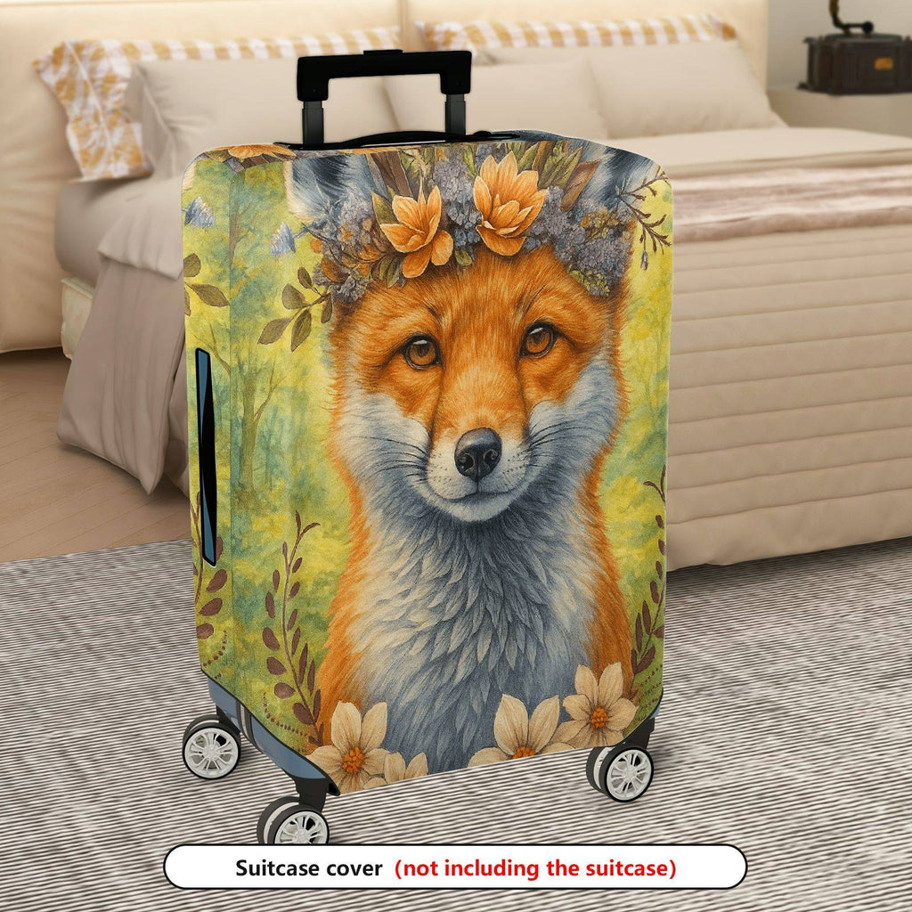 1-Piece Autumn Forest Floral Animal Nature Artistic  Suitcase Luggage Cover, Stretch Protective Sleeve