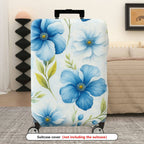 1-Piece Blue Floral Leaf Pattern Travel Decorative Protective  Suitcase Luggage Cover, Stretch Protective Sleeve