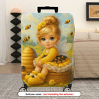 1-Piece Honey Bee Fairy Garden Flower Cute Pattern  Suitcase Luggage Cover, Stretch Protective Sleeve