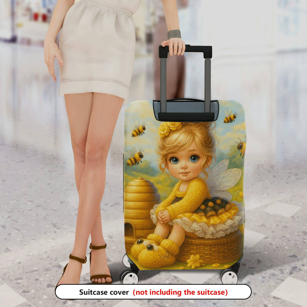 1-Piece Honey Bee Fairy Garden Flower Cute Pattern  Suitcase Luggage Cover, Stretch Protective Sleeve