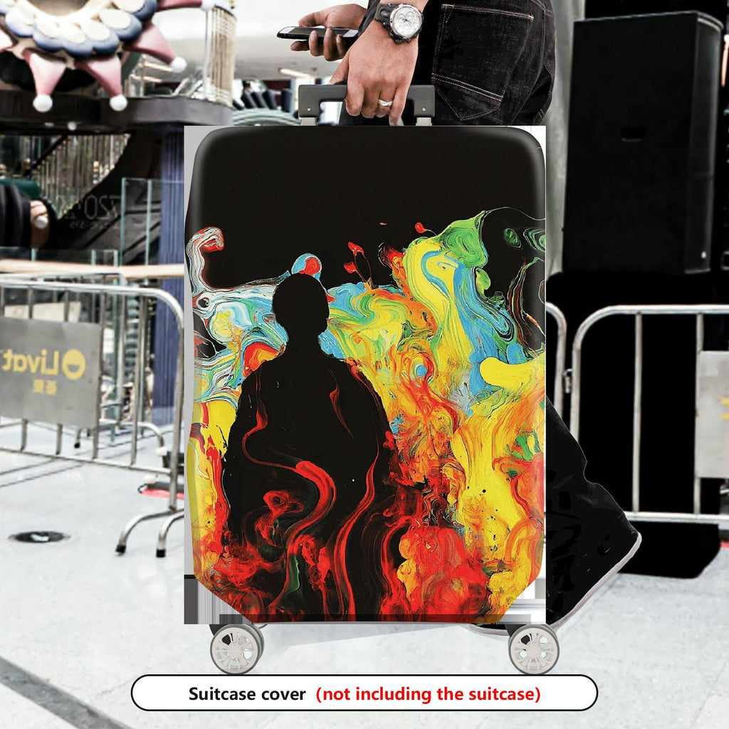 1-Piece Abstract Colorful Artistic Silhouette Creative Vivid  Suitcase Luggage Cover, Stretch Protective Sleeve