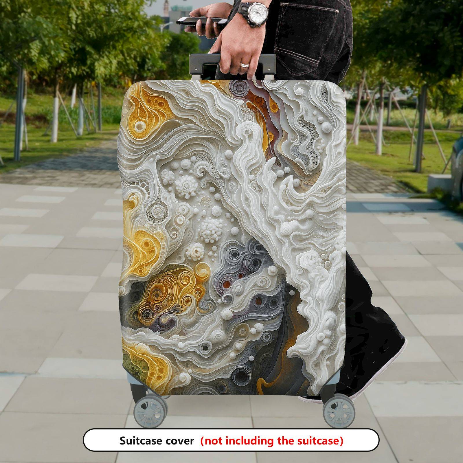 1-Piece Abstract Artistic Swirl Bubble Textured Colorful  Suitcase Luggage Cover, Stretch Protective Sleeve