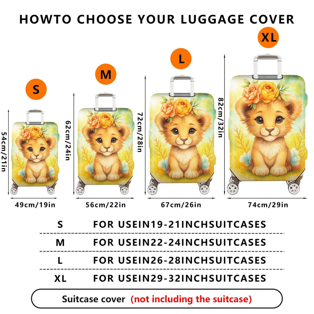 1-Piece Cute Puppy Floral  Colorful Artistic  Suitcase Luggage Cover, Stretch Protective Sleeve