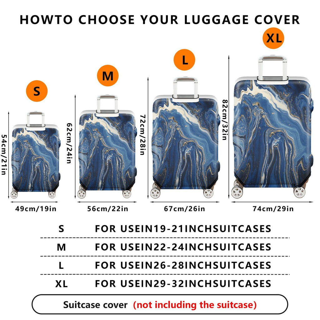 1-Piece Abstract Blue Gold Marble Pattern Art Style Unique Artistic Chic  Suitcase Luggage Cover, Stretch Protective Sleeve