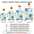1-Piece Blue Floral Leaf Pattern Travel Decorative Protective  Suitcase Luggage Cover, Stretch Protective Sleeve