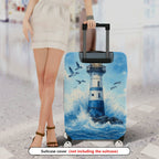 1-Piece Lighthouse Seascape Waves Birds Ocean Nautical  Suitcase Luggage Cover, Stretch Protective Sleeve