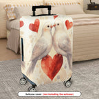 1-Piece Love Bird Heart Romantic Valentine Couples  Suitcase Luggage Cover, Stretch Protective Sleeve