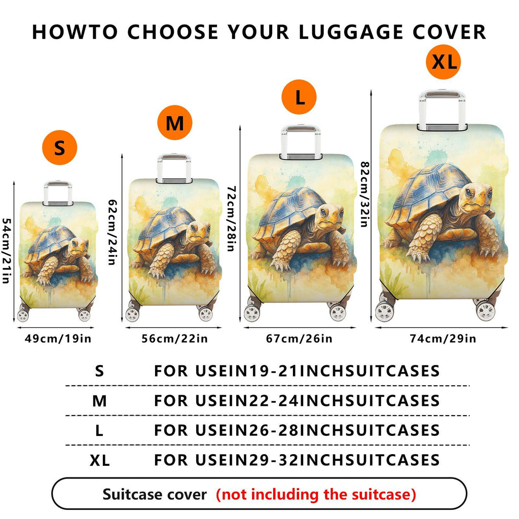 1-Piece Tortoise Watercolor Art Nature Wildlife Colorful  Suitcase Luggage Cover, Stretch Protective Sleeve