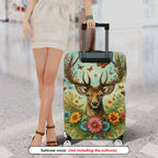 1-Piece Deer Flower Butterfly Forest Nature Colorful  Suitcase Luggage Cover, Stretch Protective Sleeve