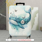 1-Piece Whale Butterfly Flower Watercolor Artistic Nautical  Suitcase Luggage Cover, Stretch Protective Sleeve