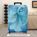 1-Piece Fish Ocean Blue Artistic Watercolor Unique  Suitcase Luggage Cover, Stretch Protective Sleeve