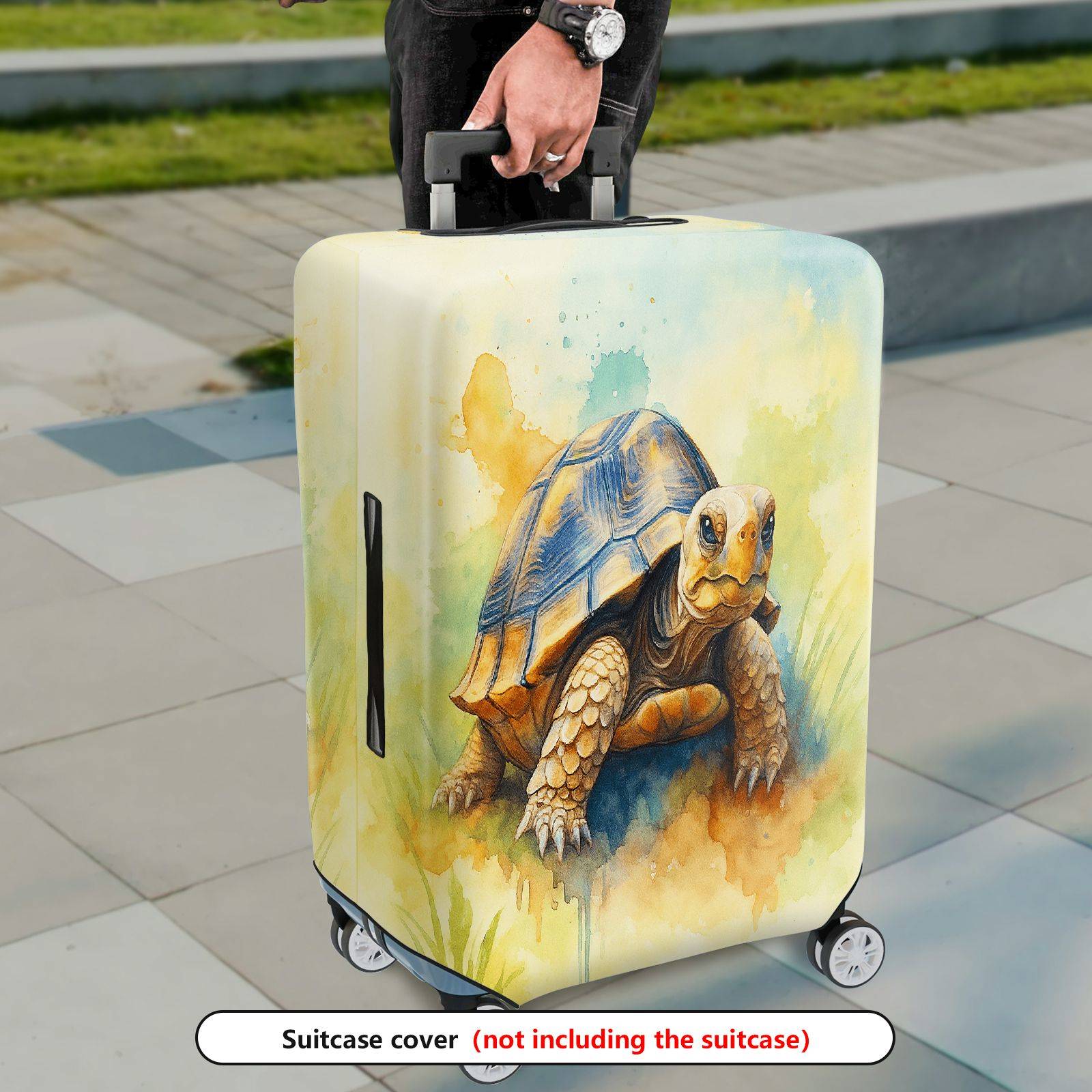 1-Piece Tortoise Watercolor Art Nature Wildlife Colorful  Suitcase Luggage Cover, Stretch Protective Sleeve