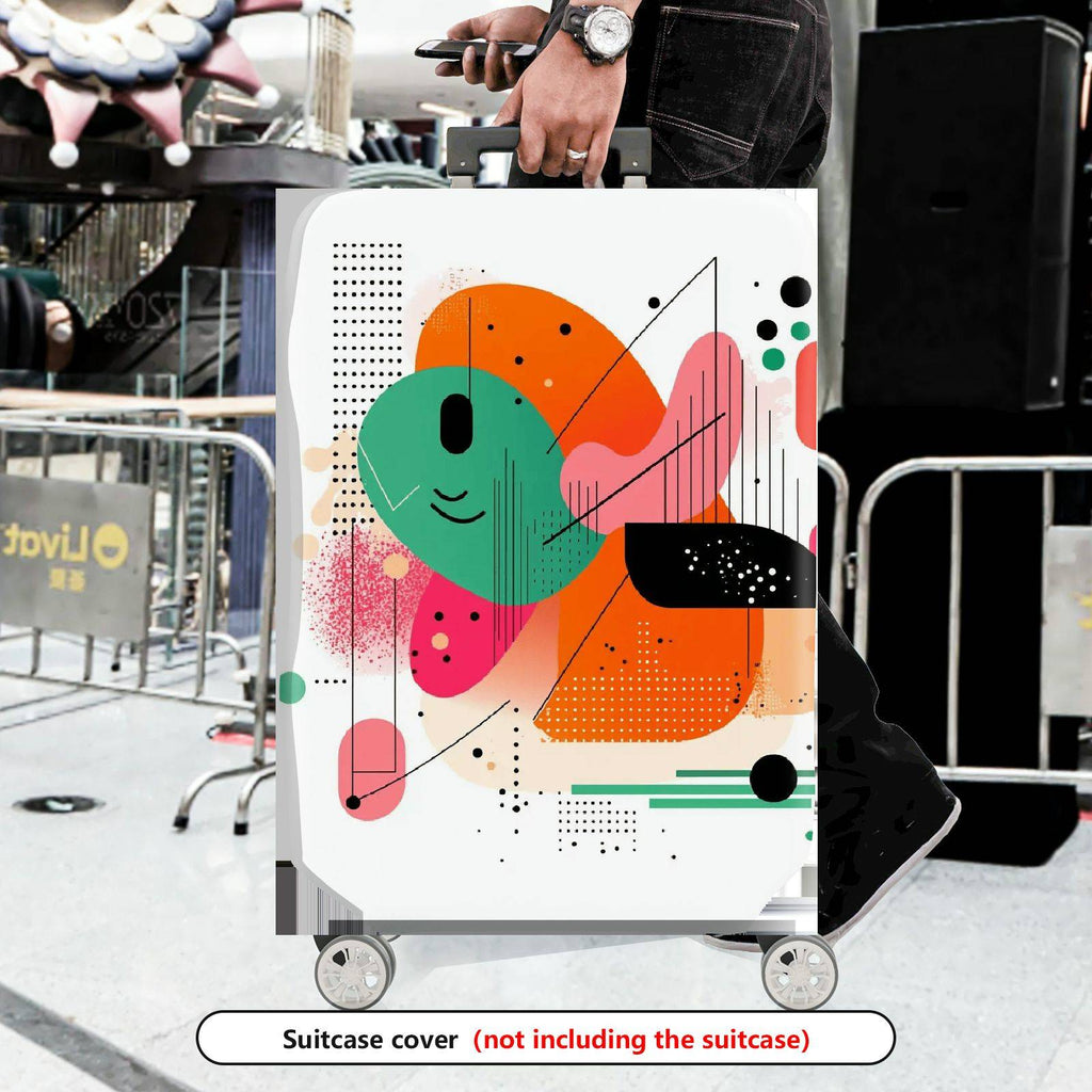 1-Piece Abstract Geometric Colorful Artistic Unique Modern  Suitcase Luggage Cover, Stretch Protective Sleeve