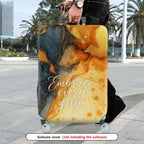 1-Piece Abstract Artistic Splash Golden Blue Marble Whirl  Suitcase Luggage Cover, Stretch Protective Sleeve