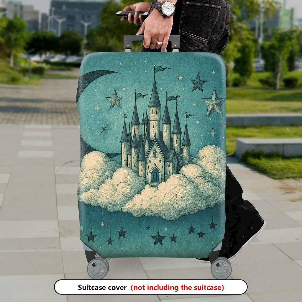 1-Piece Fantasy Castle Moon Star Cloud Fairytale  Suitcase Luggage Cover, Stretch Protective Sleeve