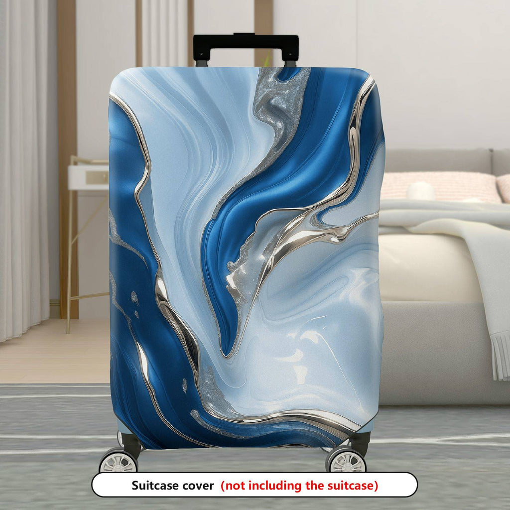 1-Piece Abstract Blue Marble Swirl Artistic Colorful  Suitcase Luggage Cover, Stretch Protective Sleeve