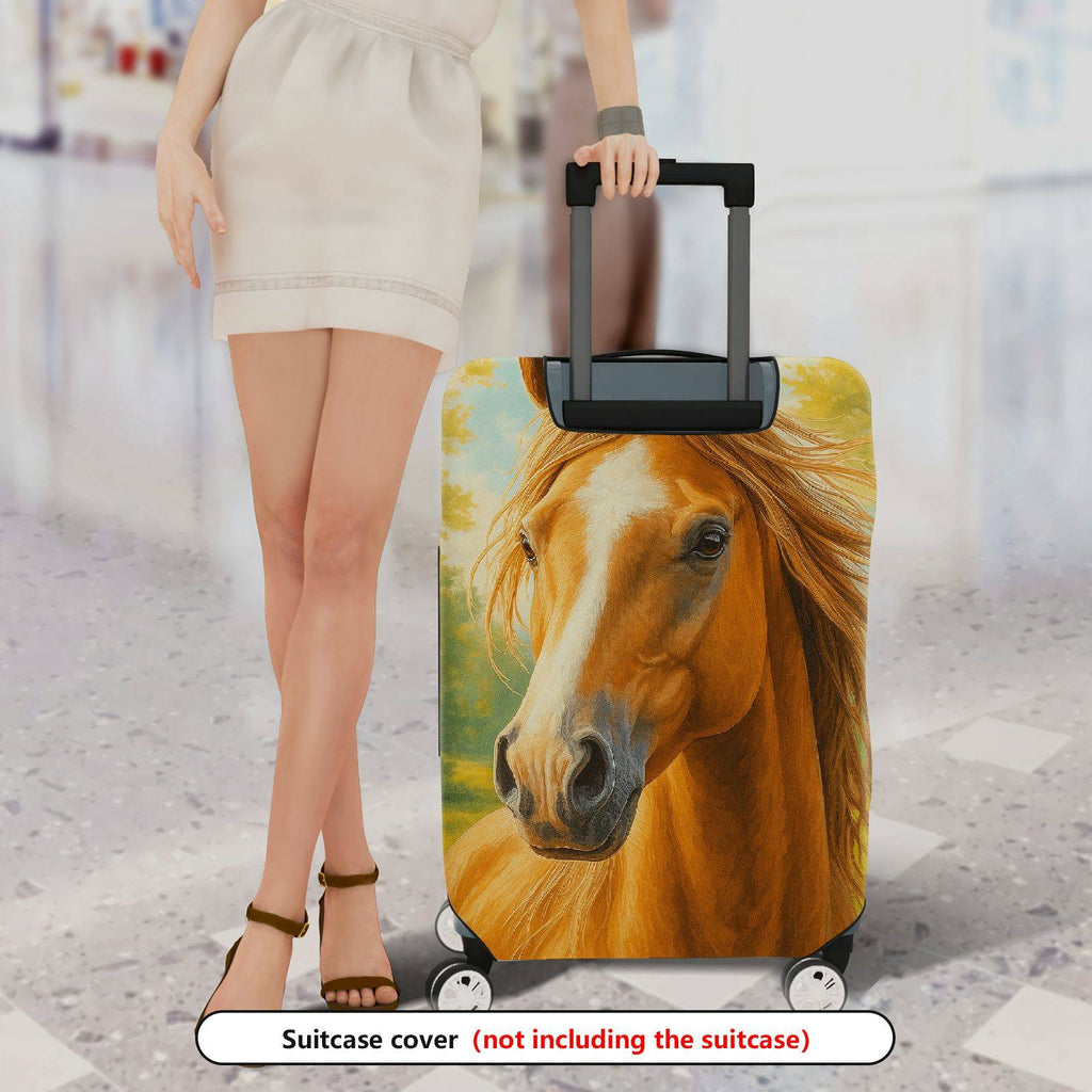 1-Piece Horse Art Nature Scenery Yellow Sky Forest  Suitcase Luggage Cover, Stretch Protective Sleeve