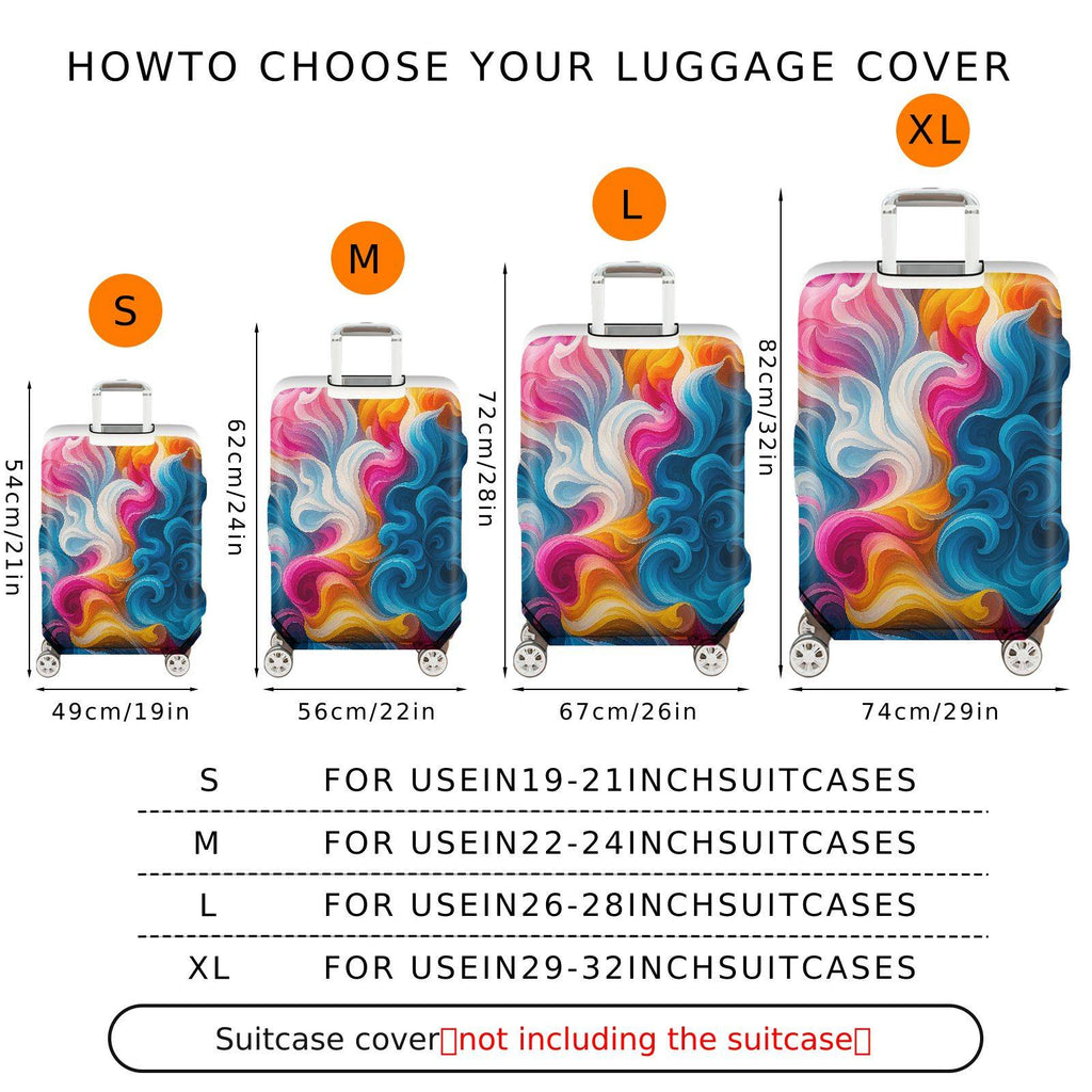 1-Piece Abstract Colorful Swirl Artistic Vibrant Dynamic  Suitcase Luggage Cover, Stretch Protective Sleeve