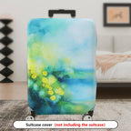 1-Piece Abstract Floral Watercolor Nature Bloom Green Yellow  Suitcase Luggage Cover, Stretch Protective Sleeve