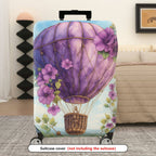 1-Piece Purple Balloon Floral Sky Artistic  Suitcase Luggage Cover, Stretch Protective Sleeve