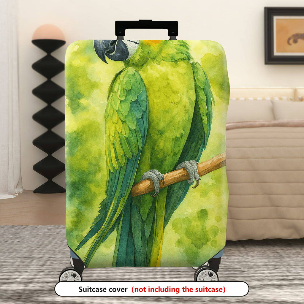 1-Piece Green Parrot Leaf Tree Artistic Nature  Suitcase Luggage Cover, Stretch Protective Sleeve