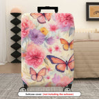 1-Piece Floral Butterfly Pink Abstract Garden Artistic Whimsical  Suitcase Luggage Cover, Stretch Protective Sleeve