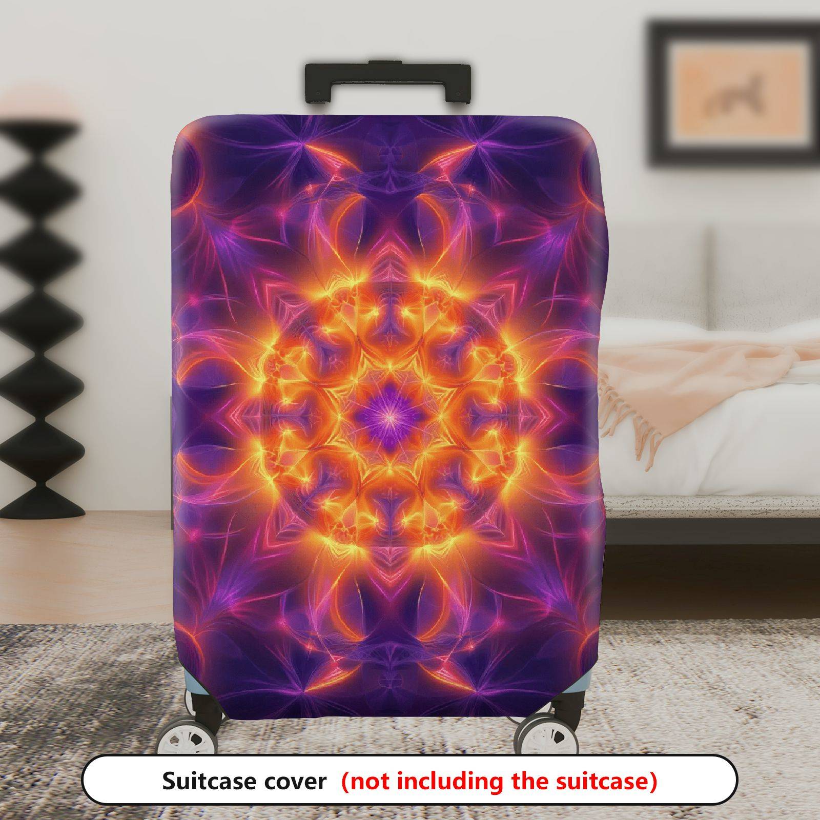 1-Piece Abstract Colorful Mandala Artistic Vibrant Lively  Suitcase Luggage Cover, Stretch Protective Sleeve