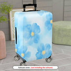1-Piece Floral Blue Yellow Flower Abstract Art Travel  Suitcase Luggage Cover, Stretch Protective Sleeve