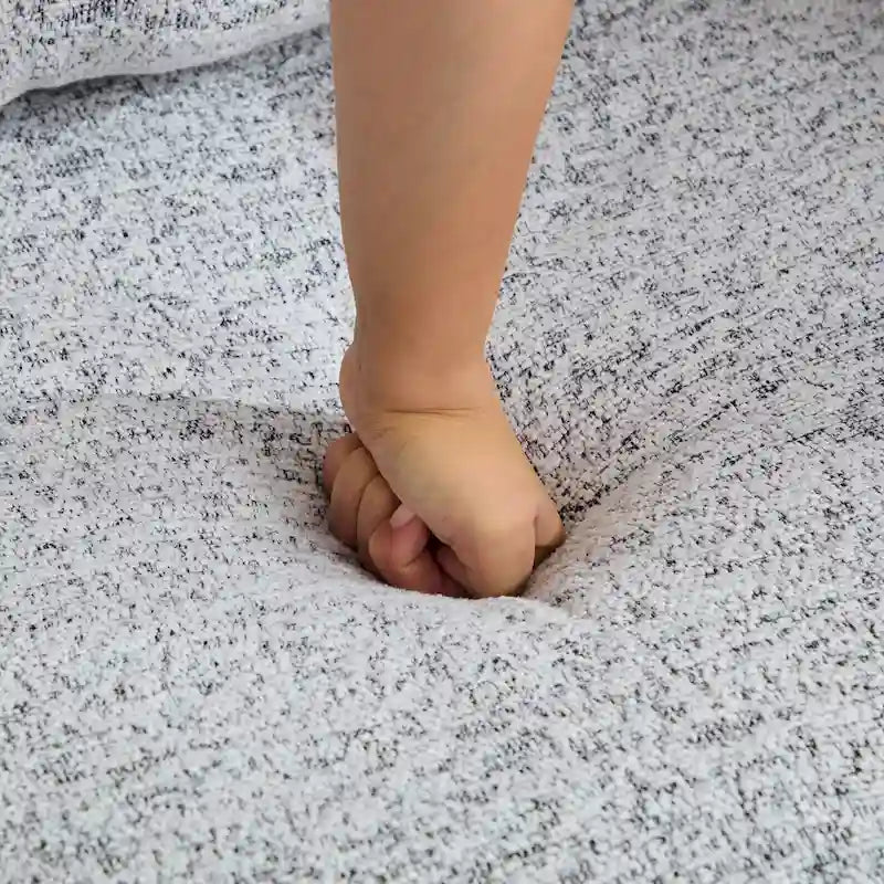 White+Black 31.5 Chenille Swivel Accent Chair with Solid Wood Frame-7