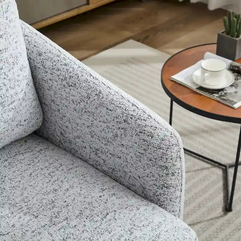 White+Black 31.5 Chenille Swivel Accent Chair with Solid Wood Frame-9