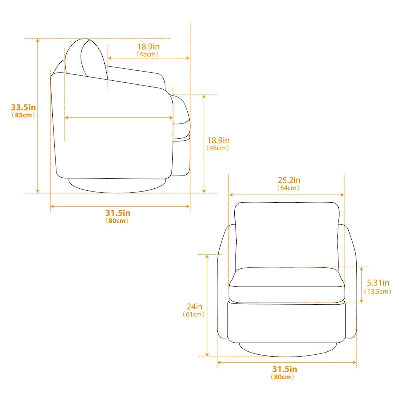 White+Black 31.5 Chenille Swivel Accent Chair with Solid Wood Frame-13