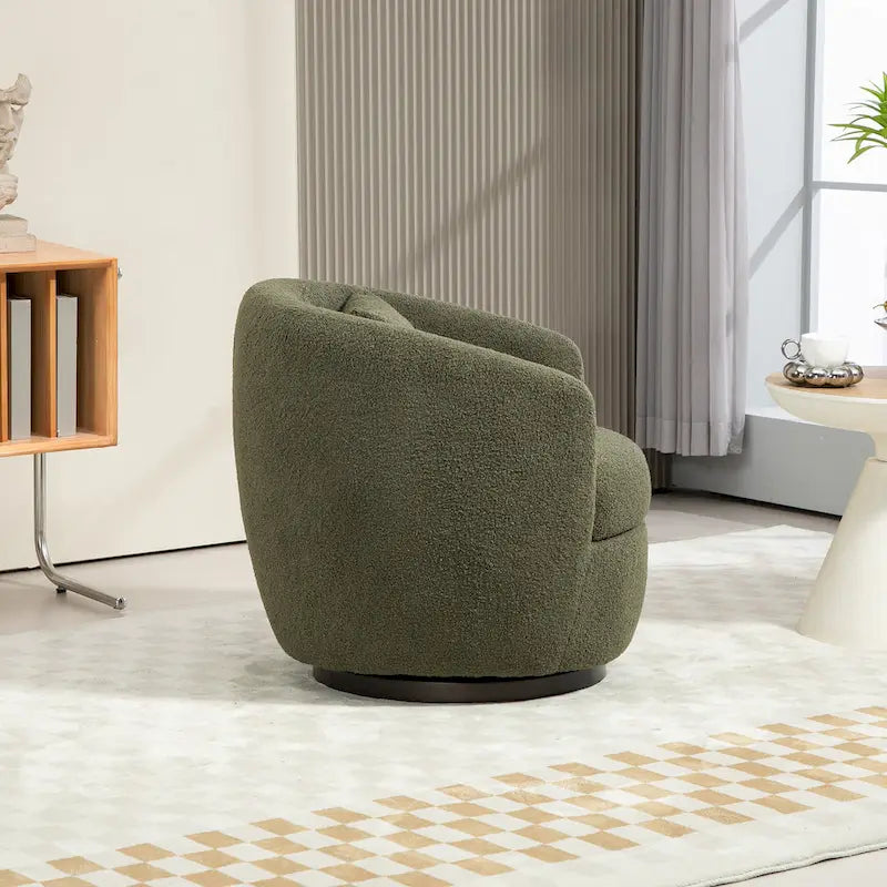 Upholstered Swivel Barrel Armchair with Storage Modern Living Room Side Chair for Bedroom/Office/Reading Spaces-3