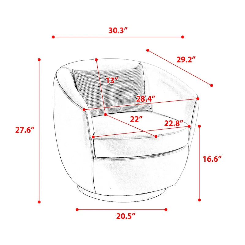 Upholstered Swivel Barrel Armchair with Storage Modern Living Room Side Chair for Bedroom/Office/Reading Spaces-5