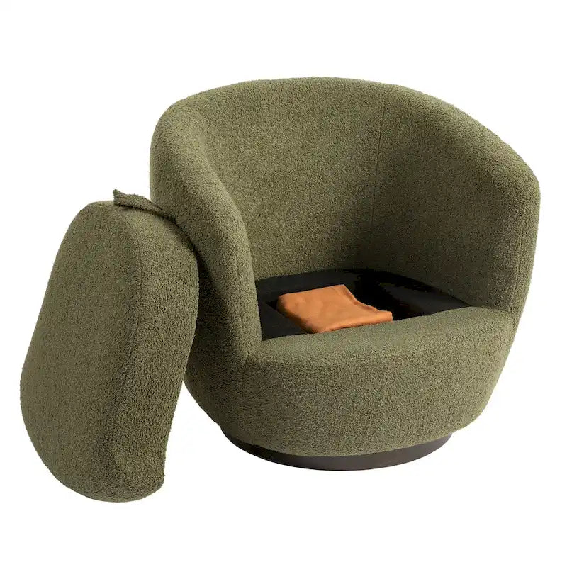 Upholstered Swivel Barrel Armchair with Storage Modern Living Room Side Chair for Bedroom/Office/Reading Spaces-9