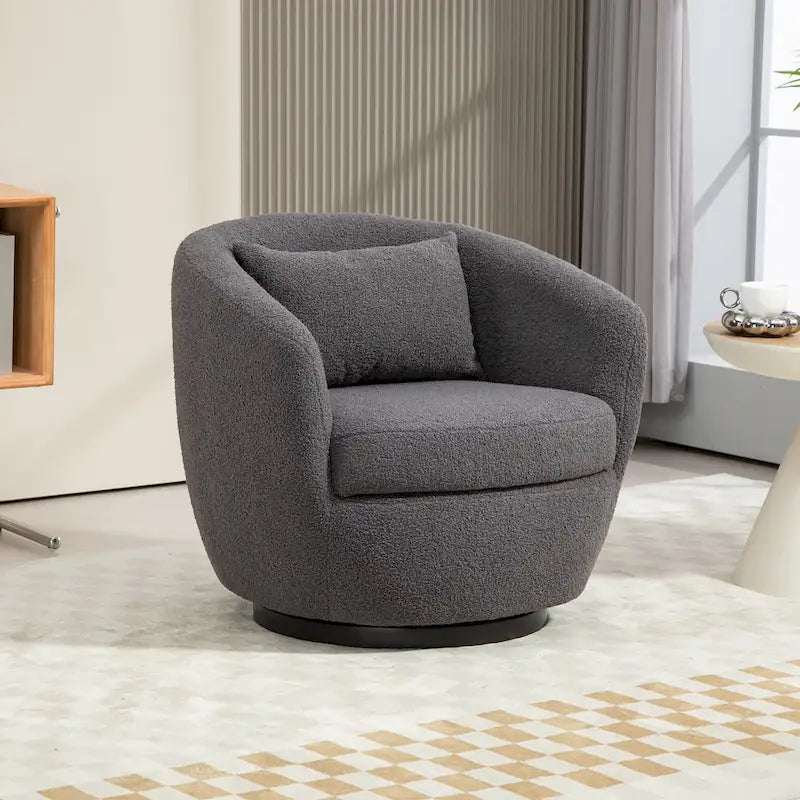 Upholstered Swivel Barrel Armchair with Storage Modern Living Room Side Chair for Bedroom/Office/Reading Spaces-11