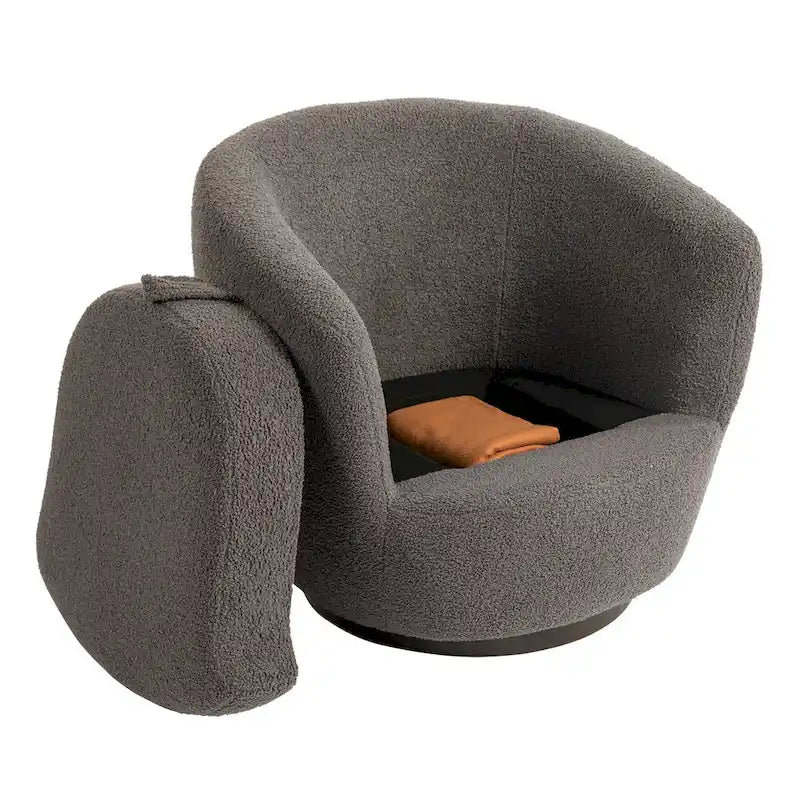 Upholstered Swivel Barrel Armchair with Storage Modern Living Room Side Chair for Bedroom/Office/Reading Spaces-18