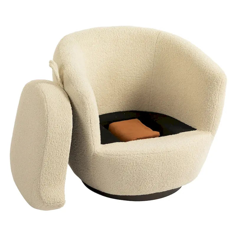 Upholstered Swivel Barrel Armchair with Storage Modern Living Room Side Chair for Bedroom/Office/Reading Spaces-29