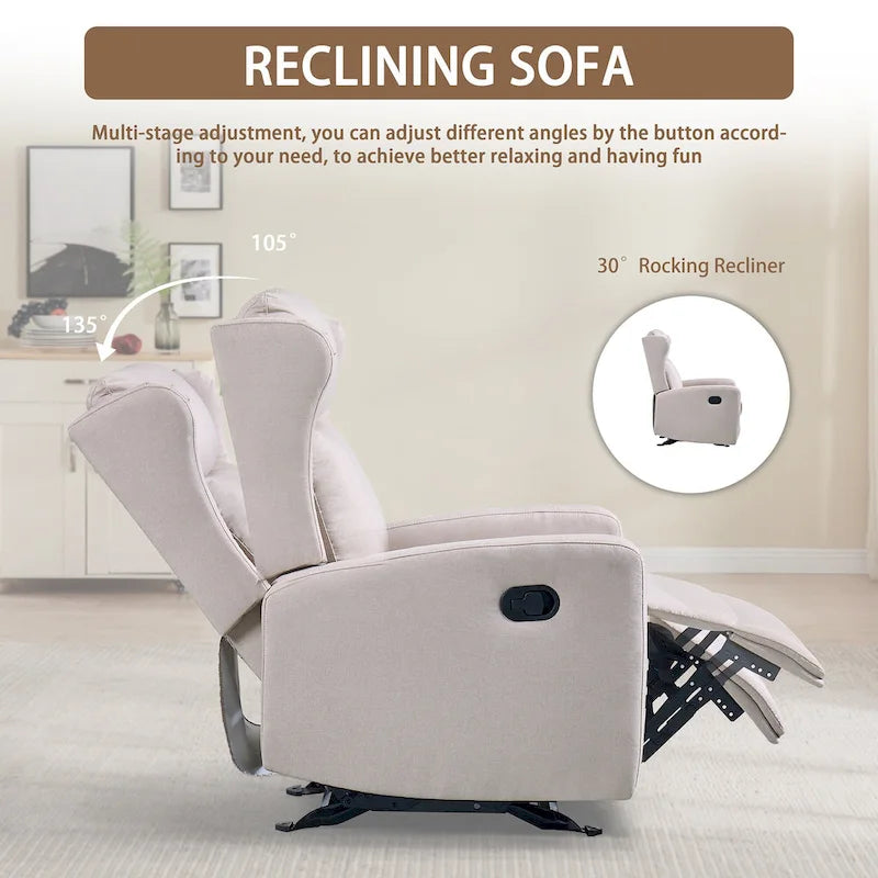 Rocking Recliner Chair for Living Room, Adjustable Modern Recliner Chair, Recliner Sofa with Lumbar Support-3