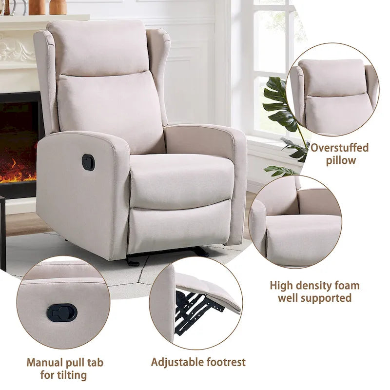 Rocking Recliner Chair for Living Room, Adjustable Modern Recliner Chair, Recliner Sofa with Lumbar Support-4