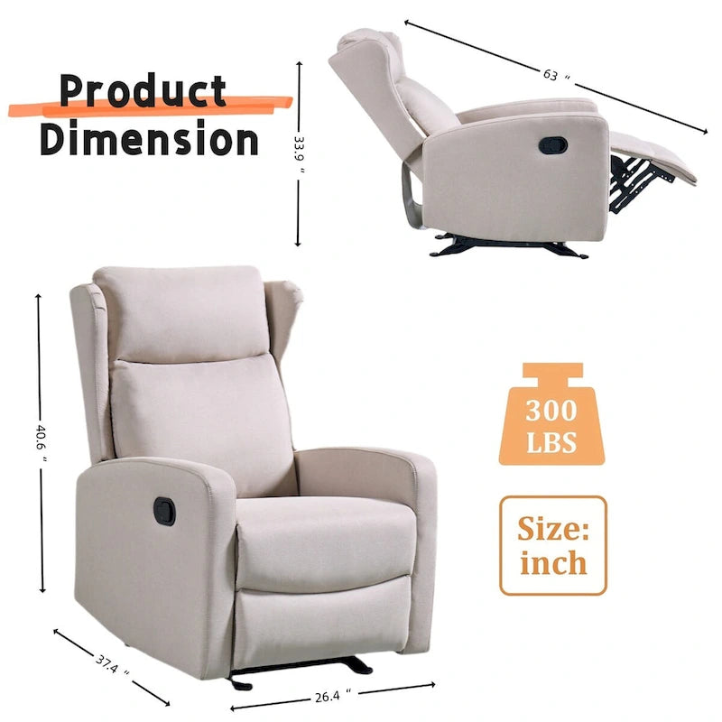 Rocking Recliner Chair for Living Room, Adjustable Modern Recliner Chair, Recliner Sofa with Lumbar Support-5