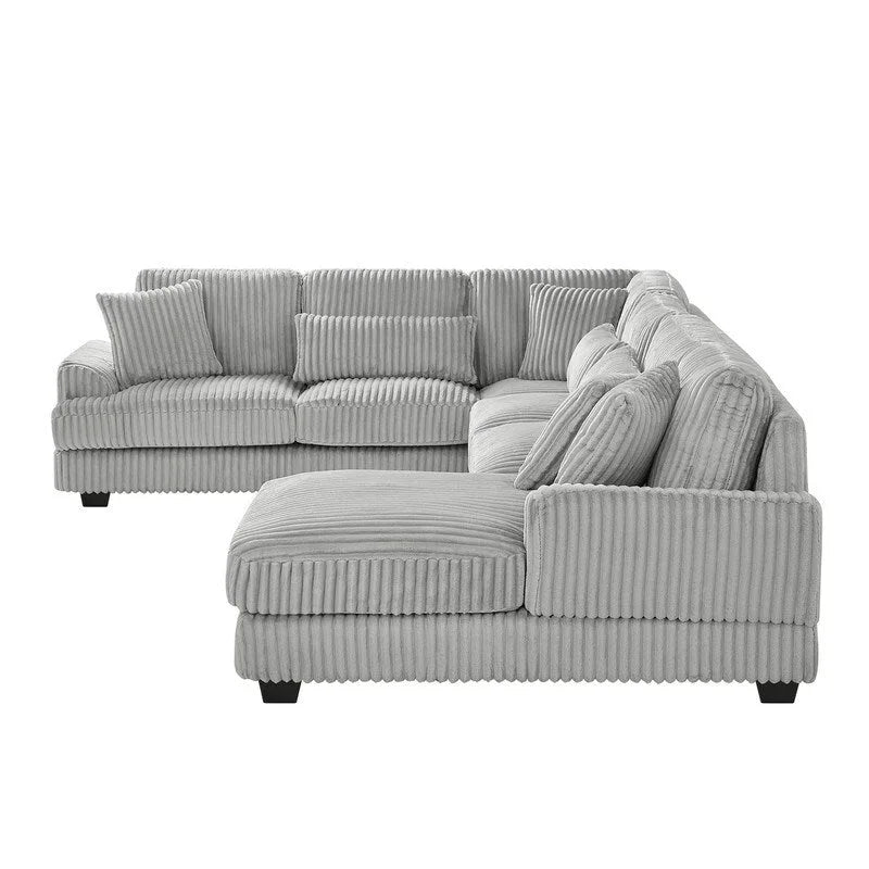Oversized U-shaped Sectional Sofa with Chaise Lounge, 129 Modern Upholstered Sofa Couch, Corduroy Couch Set for Living Room-20