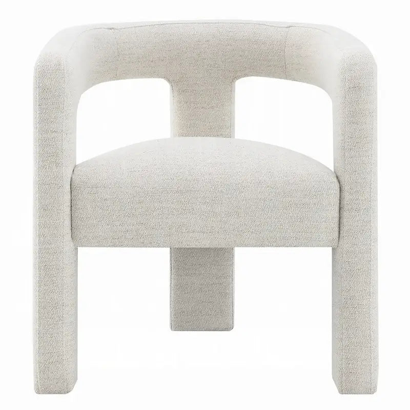Side Dining Chair Set of 2, Textured Off White Boucle, Curved Back-3